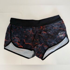 Hurley Women's Black and Orange/Red Athletic Shorts/Boardshorts, size XL